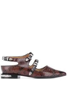 Toga Pulla snakeskin effect flat pumps