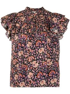 Ulla Johnson floral ruffle-sleeve blouse