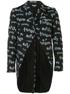 Black Comme Des Garçons пиджак в тонкую полоску с надписью