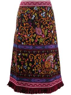Etro трикотажная юбка миди с принтом пейсли