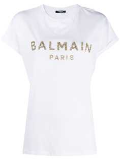 Balmain футболка узкого кроя с бисером