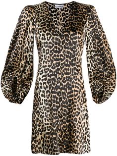 GANNI платье мини с леопардовым принтом