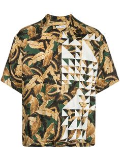 Cmmn Swdn short sleeve geometric print silk shirt