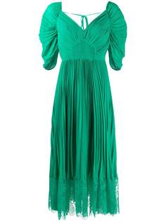 Self-Portrait pleated flared midi dress