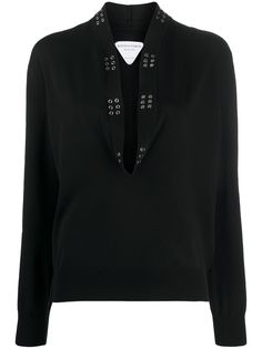 Bottega Veneta трикотажный топ с заклепками и U-образным вырезом