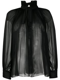 Saint Laurent плиссированная блузка с завязками
