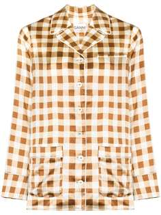 GANNI checked silk pyjama shirt