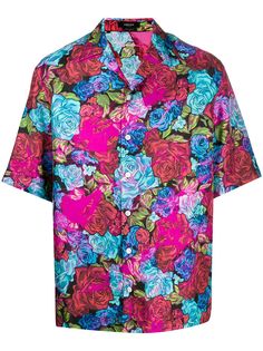 Versace рубашка с цветочным принтом