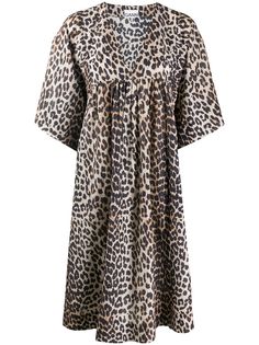 GANNI платье с леопардовым принтом