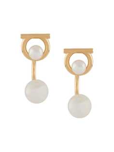 Salvatore Ferragamo Gancini faux-pearl jacket earrings