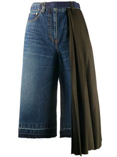 Sacai draped side knee-length shorts