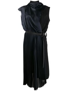 Sacai pleated drape midi dress