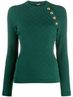 Balmain diamond-pattern knitted top