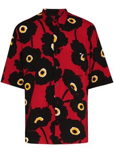 AMI poppy-print bowling shirt