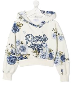 Monnalisa худи с цветочным принтом и надписью