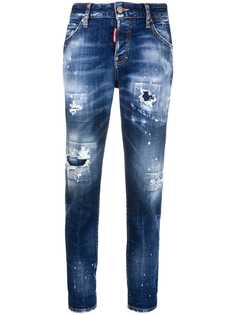 Dsquared2 джинсы с эффектом потертости и подворотами