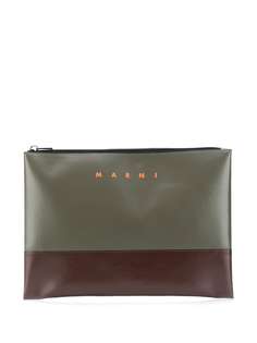 Marni colour block logo print clutch bag