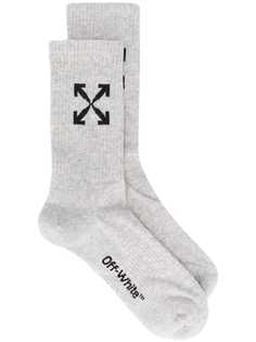 Off-White носки в рубчик с логотипом