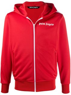 Palm Angels logo-print zip-up hoodie