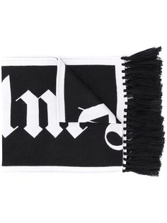 Palm Angels logo-jacquard fringed scarf