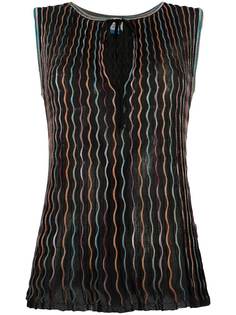 M Missoni fine-knit embroidered blouse