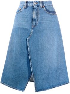 MM6 Maison Margiela джинсовая юбка миди А-силуэта