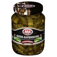 Мини-корнишоны маринованные хрустящие Скатерть-самобранка стеклянная банка 350 г