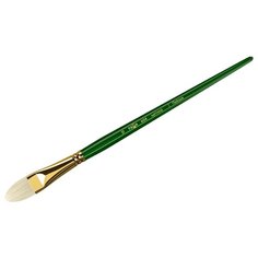 Кисть ГАММА Пейзаж щетина №12, плоско-овальная, длинная ручка зеленый Gamma