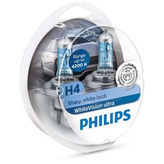 Лампа автомобильная галогенная Philips WhiteVision Ultra 12342WVUSM H4 2 шт.