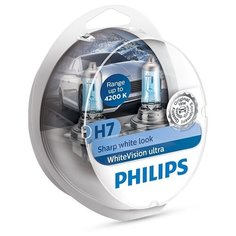 Лампа автомобильная галогенная Philips WhiteVision ultra 12972WVUSM H7 55W 2 шт.