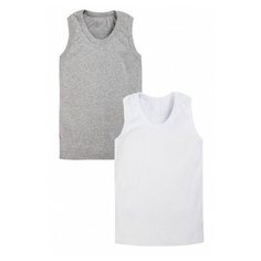 Майка Веселый Малыш 2 шт., размер 128, белый/серый