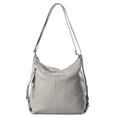 Сумка хобо Afina 383, натуральная кожа, светло-серый