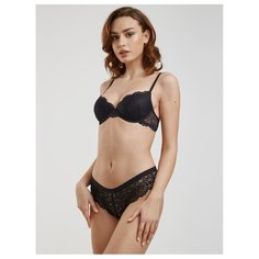 Дефиле Трусы кружевные хипстеры средней посадки, размер 2, черный