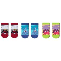 Носки Брестские Смешарики комплект из 3 пар, размер 11-12, светло-серый/лазурный/желтый