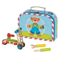 Винтовой конструктор Goki в чемоданчике 58737 Build-a-vehicle Suitcase