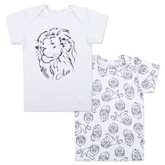 Футболка LEO размер 74, белый/синий Лео