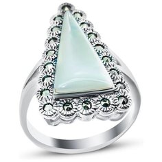 Silver WINGS Кольцо с перламутром и марказитами из серебра 210011a-39-257, размер 18