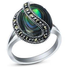 Silver WINGS Кольцо с перламутром и марказитами из серебра 210004e-39-246, размер 19
