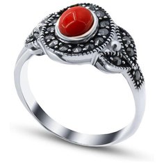 Silver WINGS Кольцо с марказитами и агатами из серебра 21qsolg00149d-19, размер 18