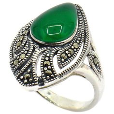 Silver WINGS Кольцо с марказитами и агатами из серебра 210007-39-197, размер 18