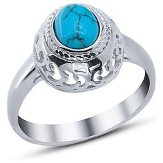 Silver WINGS Кольцо с бирюзой из серебра 21set10724-113, размер 17