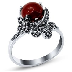 Silver WINGS Кольцо с марказитами и агатами из серебра 21as0006d-39, размер 19