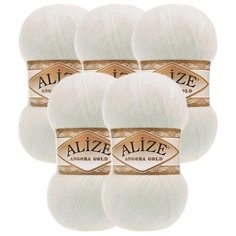 Пряжа Alize Angora Gold, 20 % шерсть, 80 % акрил, 100 г, 550 м, 5 шт., 62 молочный