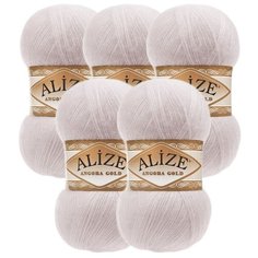 Пряжа Alize Angora Gold, 20 % шерсть, 80 % акрил, 100 г, 550 м, 5 шт., 168 белая зима