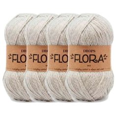 Пряжа DROPS Flora, 65 % шерсть, 35 % альпака, 50 г, 210 м, 4 шт., 03 light grey