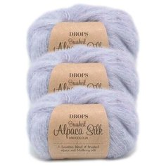 Пряжа DROPS Brushed Alpaca Silk, 77 % альпака, 23 % шелк, 25 г, 140 м, 3 шт., 17 light lavender