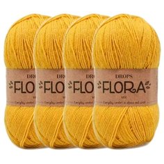 Пряжа DROPS Flora, 65 % шерсть, 35 % альпака, 50 г, 210 м, 4 шт., 17 yellow