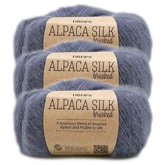 Пряжа DROPS Brushed Alpaca Silk, 77 % альпака, 23 % шелк, 25 г, 140 м, 3 шт., 25 steel blue
