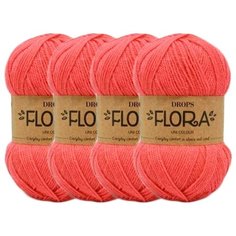 Пряжа DROPS Flora, 65 % шерсть, 35 % альпака, 50 г, 210 м, 4 шт., 19 coral