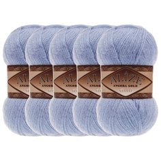 Пряжа Alize Angora Gold Simli, 20 % шерсть, 75 % акрил, 100 г, 500 м, 5 шт., 40 голубой